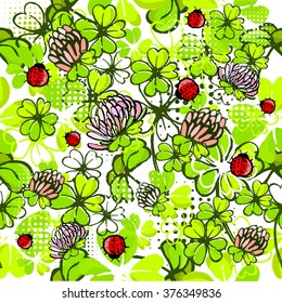 Clover seamless background. St.Patrick 's Day. Vector