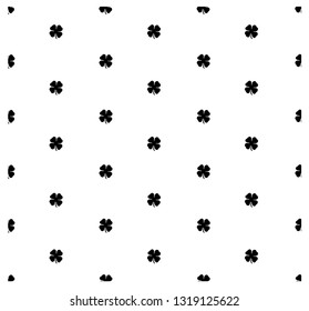Clover seamless black and white pattern, background.