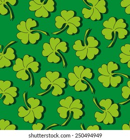 Clover seamless pattern, background for St. Patrick's Day. Vector illustration.