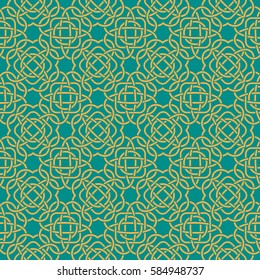 Clover seamless pattern in Celtic Style. St. Patrick's Day endless repeat backdrop, texture, wallpaper. Luck symbol backdrop. Stock vector