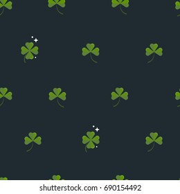 Clover seamless pattern. Flat style. Vector illustration.
