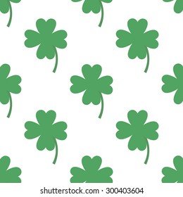 Clover seamless pattern. Green floral element. St. Patrick's day background. Vector illustration.