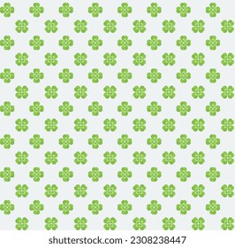 Clover. Seamless pattern of green clover leaves. Vector illustration isolated on light gray background.