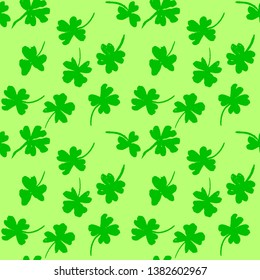 Clover seamless pattern. Grunge vector dry brush illustration.