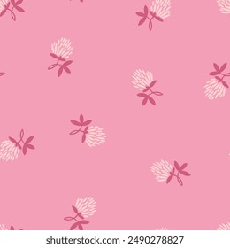 Trébol patrón sin fisuras. Motivo repetitivo floral minimalista. Paleta de colores rosa simple. Adecuado para Fondo de pantalla, tela u otras aplicaciones decorativas.