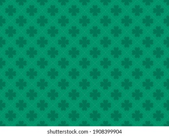 Clover seamless pattern on green background. Happy St. Patrick's Day. Background for printing on paper, advertising materials and banner. Vector illustration