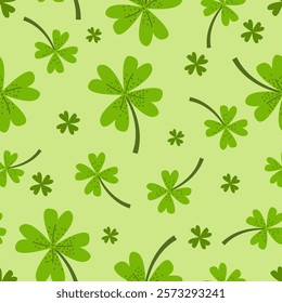Clover Seamless Pattern on Green Background.