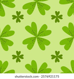 Clover Seamless Pattern on Green Background.