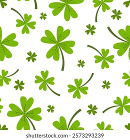 Clover Seamless Pattern on White Background.