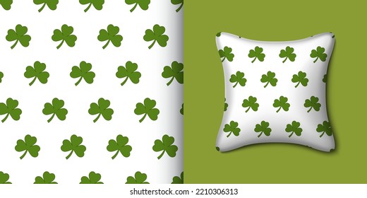 Clover seamless pattern with pillow. Vector illustration