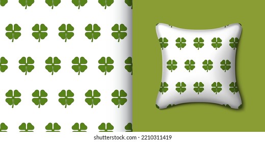 Clover seamless pattern with pillow. Vector illustration