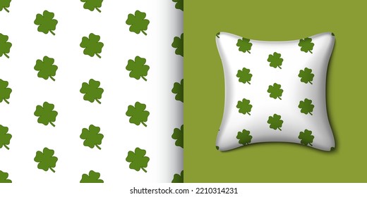 Clover seamless pattern with pillow. Vector illustration