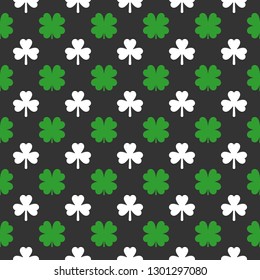 Clover seamless pattern. Saint Patricks Day decoration. Vector illustration.