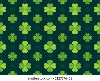 Clover seamless pattern for Saint Patrick's Day. Four-leaf clover. Festive background for printing on fabric, promotional materials and wrapping paper. Vector illustration