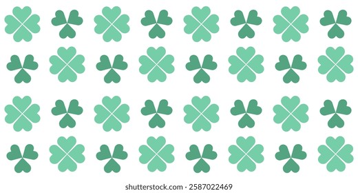 Clover seamless pattern. Shamrock, lucky irish sign, santa patrick's day symbol, good luck sign. Green leaves on white. Vector illustration EPS 10