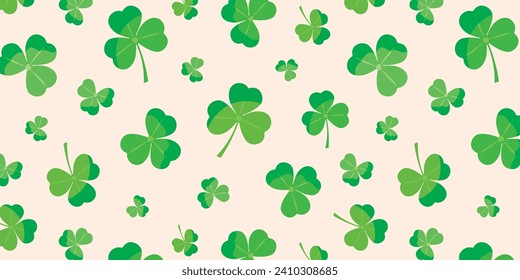 Clover seamless pattern. St. Patrick's Day background. Vector illustration with shamrock. Sample symbol of Ireland.