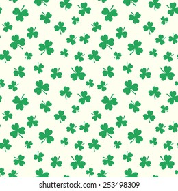 Clover seamless pattern for St. Patrick's Day. Flat style elements on white background.