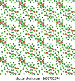 Clover seamless pattern. Symbol fortune, success, traditional ireland festival, holiday St. Patrick. Modern texture. Color template for prints, wrapping, wallpaper, etc. Vector illustration.