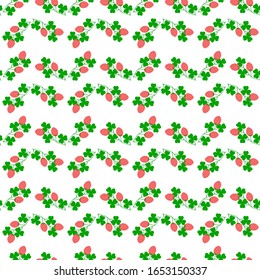 Clover seamless pattern. Symbol fortune, success, traditional ireland festival, holiday St. Patrick. Modern texture. Color template for prints, wrapping, wallpaper, etc. Vector illustration.