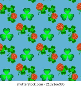 Clover seamless pattern. Symbol fortune, success, traditional ireland festival, holiday St. Patrick. Modern texture. Color template for prints, wrapping, wallpaper etc. illustration.