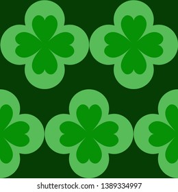 Clover seamless pattern. Traditional four leaf clover. St. Patrick's Day Vector illustration