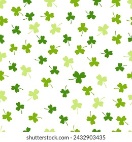 Clover seamless pattern, tree leaf clovers for Saint Patrick's Day. Vector repeat illustration