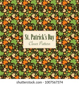 Clover seamless pattern useful how St. Patrick's Day background or pattern