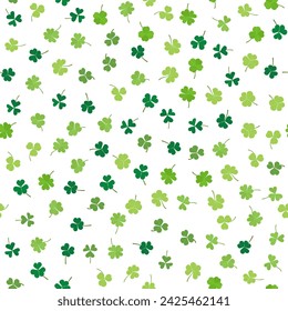 Ilustración vectorial de patrón sin fisuras de trébol para diseño de primavera con el día de San Patricio. fondo