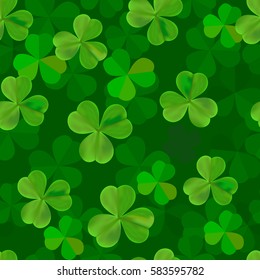 Clover seamless pattern vector illustration. St Patrick's Day symbol, Irish lucky shamrock background.