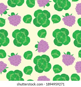 Clover seamless vector. Clover pattern for St. Patrick's Day. Clover flowers and leaves. Chaotic four-leaf pattern