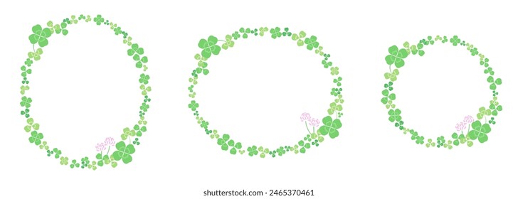 Clover, set of 3 illustrations in a round frame