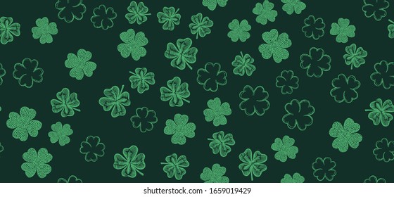 Clover set, hand drawn illustration. Patrick day.	
