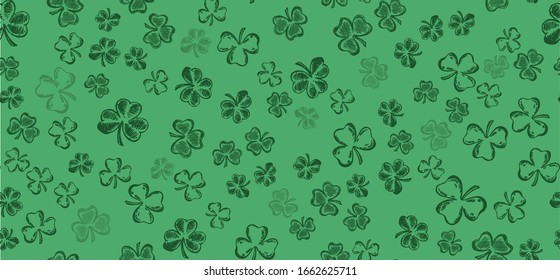 Clover set, hand drawn illustration. Patrick day.