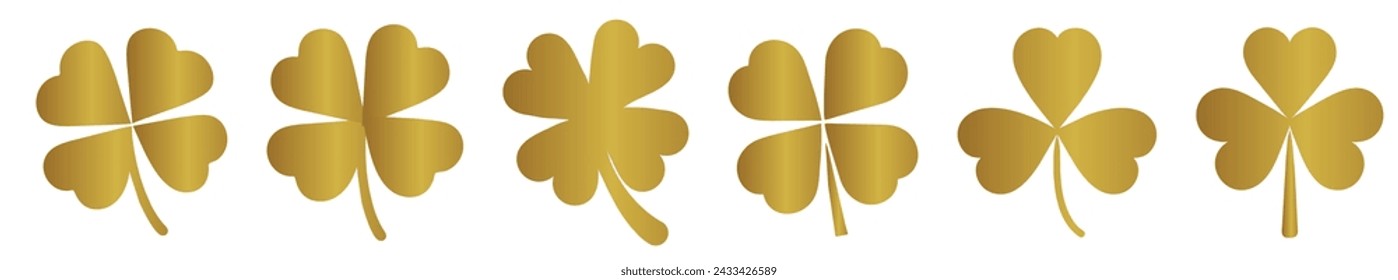 Clover set icon. Good luck four leaf clover flat icon set. Clover symbol icon vector illustration	

