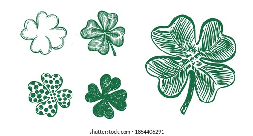 Clover set. Patrick's day. Hand drawn illustration.	
