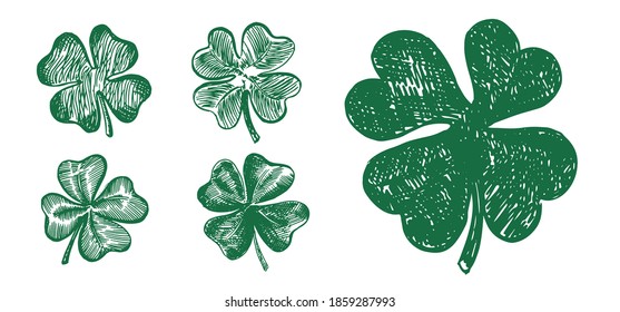 Clover set. Patrick's day. Hand drawn illustration.	