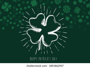Clover set. Patrick's day. Hand drawn illustration. Vector.	