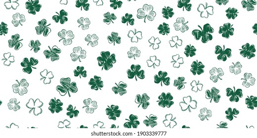 Clover set. Patrick's day. Hand drawn style. Vector illustration.
