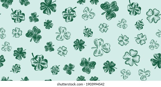 Clover set. Patrick's day. Hand drawn style. Vector illustration.