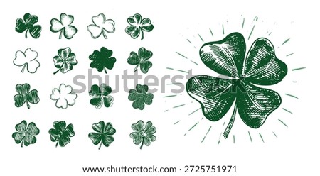 Clover set. Patrick's day. Hand drawn illustration.	