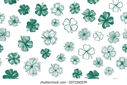 Clover set, St. Patrick's Day. Hand drawn illustrations. Vector.