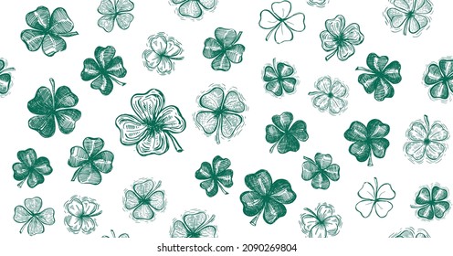 Clover set, St. Patrick's Day. Hand drawn illustrations. Vector.