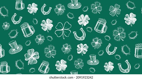 Clover set, St. Patrick's Day. Hand drawn illustrations. Vector.