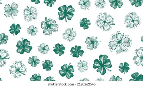 Clover set, St. Patrick's Day. Hand drawn illustrations. Vector.	