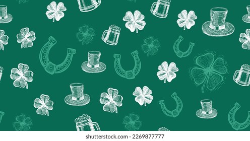 Clover set, St. Patrick's Day. Hand drawn illustrations	