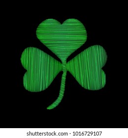 clover shamrock embroidery. St.Patrick 's Day. Vector image on a black background