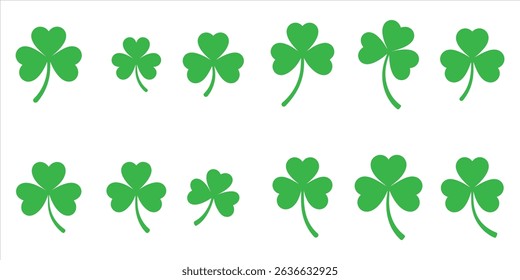 clover , shamrock, icon set silhouette vector on white background.