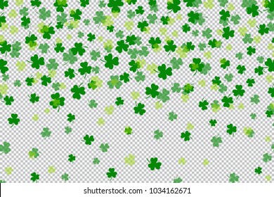 Clover Shamrock Leaf Flat Design Green Backdrop On Transparent Background Pattern Vector Illustration