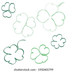 Clover or shamrock leaves in line art style illustration.