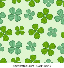 Clover, shamrock seamless pattern. Floral texture. Great for printing. Vector illustration.